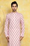 Shop Arihant Rai Sinha Pink Cotton Embroidery Ikat Pattern Kurta Set Online at Aza Fashions Shop_Arihant Rai Sinha_Pink Cotton Embroidery Ikat Pattern Kurta Set _Online_at_Aza_Fashions