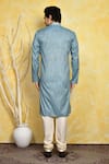 Shop_Arihant Rai Sinha_Blue Cotton, Silk Embroidery Placement Kurta Set _at_Aza_Fashions
