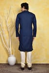 Shop_Arihant Rai Sinha_Blue Kurta Cotton Silk Embroidery Stitchline Thread Placket Set _at_Aza_Fashions