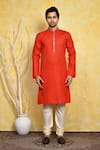 Buy_Arihant Rai Sinha_Orange Kurta Cotton Embroidery Resham And Churidar Set_Online_at_Aza_Fashions