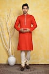 Buy_Arihant Rai Sinha_Orange Kurta Cotton Embroidery Resham And Churidar Set