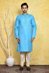 Buy_Arihant Rai Sinha_Blue Cotton Embroidery Resham Work Kurta Set _Online_at_Aza_Fashions