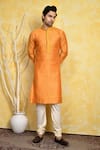 Buy_Arihant Rai Sinha_Orange Kurta Cotton Silk Woven Resham Set _at_Aza_Fashions