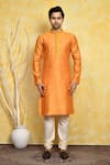 Buy_Arihant Rai Sinha_Orange Kurta Cotton Silk Woven Resham Set _Online_at_Aza_Fashions