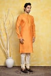 Shop_Arihant Rai Sinha_Orange Kurta Cotton Silk Woven Resham Set _Online_at_Aza_Fashions