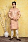 Buy_Arihant Rai Sinha_Orange Kurta Art Silk Embroidery Resham Floral And Churidar Set _at_Aza_Fashions