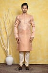 Buy_Arihant Rai Sinha_Orange Kurta Art Silk Embroidery Resham Floral And Churidar Set _Online_at_Aza_Fashions