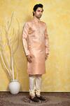 Shop_Arihant Rai Sinha_Orange Kurta Art Silk Embroidery Resham Floral And Churidar Set _Online_at_Aza_Fashions