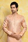 Arihant Rai Sinha_Orange Kurta Art Silk Embroidery Resham Floral And Churidar Set _at_Aza_Fashions