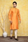 Arihant Rai Sinha_Orange Kurta Cotton Silk Woven Resham Mughal Set _at_Aza_Fashions