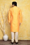 Shop_Arihant Rai Sinha_Yellow Silk Diamond Woven Kurta And Churidar Set _at_Aza_Fashions