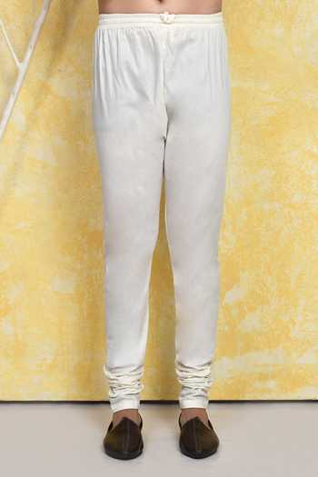 Cream Silk Kurta Set For Men With Resham Embroidery main image 0