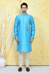 Shop_Arihant Rai Sinha_Blue Silk Embroidery Prism Crest Motif Resham Woven Kurta Set _Online_at_Aza_Fashions