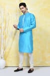 Buy_Arihant Rai Sinha_Blue Silk Embroidery Prism Crest Motif Resham Woven Kurta Set 