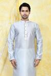 Buy Arihant Rai Sinha Grey Silk, Acrylic Embroidery Quad Crest Motif Resham Woven Kurta Set Online at Aza Fashions Buy_Arihant Rai Sinha_Grey Silk, Acrylic Embroidery Quad Crest Motif Resham Woven Kurta Set _Online_at_Aza_Fashions