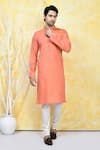 Buy_Arihant Rai Sinha_Orange Cotton Silk Plain Solid Kurta Set_at_Aza_Fashions