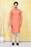 Shop_Arihant Rai Sinha_Orange Cotton Silk Plain Solid Kurta Set_Online_at_Aza_Fashions