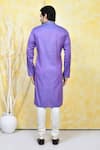 Shop_Arihant Rai Sinha_Purple Cotton Silk Plain Solid Mandarin Collar Kurta Set _at_Aza_Fashions