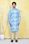 Shop_Arihant Rai Sinha_Blue Cotton Mix And Match Print Kurta Set_Online_at_Aza_Fashions