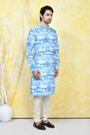 Arihant Rai Sinha_Blue Cotton Mix And Match Print Kurta Set_at_Aza_Fashions