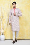 Buy_Arihant Rai Sinha_Orange Cotton Print Mahal Jaal Kurta Set _at_Aza_Fashions