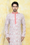 Buy_Arihant Rai Sinha_Orange Cotton Print Mahal Jaal Kurta Set _Online_at_Aza_Fashions