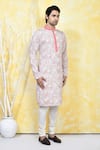 Arihant Rai Sinha_Orange Cotton Print Mahal Jaal Kurta Set _at_Aza_Fashions