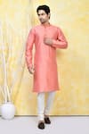 Buy_Arihant Rai Sinha_Peach Art Silk Woven Resham Bud Blossom Kurta Set _at_Aza_Fashions