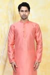 Buy_Arihant Rai Sinha_Peach Art Silk Woven Resham Bud Blossom Kurta Set _Online_at_Aza_Fashions