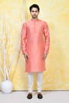 Shop_Arihant Rai Sinha_Peach Art Silk Woven Resham Bud Blossom Kurta Set _Online_at_Aza_Fashions