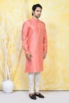 Arihant Rai Sinha_Peach Art Silk Woven Resham Bud Blossom Kurta Set _at_Aza_Fashions