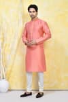 Buy_Arihant Rai Sinha_Peach Art Silk Woven Resham Bud Blossom Kurta Set 