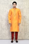 Buy_Arihant Rai Sinha_Orange Art Silk Woven Resham Quad Vine Kurta Set _Online_at_Aza_Fashions