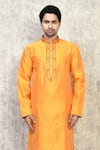 Shop_Arihant Rai Sinha_Orange Art Silk Woven Resham Quad Vine Kurta Set _Online_at_Aza_Fashions