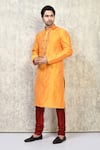 Arihant Rai Sinha_Orange Art Silk Woven Resham Quad Vine Kurta Set _at_Aza_Fashions