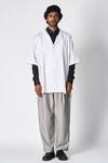 431-88 by Shweta Kapur_White Giza Cotton Front Panel Mizza Shirt _Online_at_Aza_Fashions