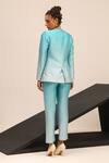 Shop_Label Deepika Nagpal_Blue Brocade, Satin Stones Brook Blazer With Pant_at_Aza_Fashions