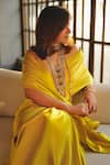 Ekaya_Yellow Satin Solid Handwoven Saree With Unstitched Blouse Piece  _Online_at_Aza_Fashions