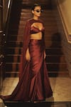 Shop_Ekaya_Brown Satin Solid Handwoven Saree With Unstitched Blouse Piece  _at_Aza_Fashions