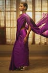 Ekaya_Purple Satin Solid Handwoven Saree With Unstitched Blouse Piece _Online_at_Aza_Fashions