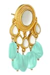 Zariin_Green Mirror Polki Embellished Earrings_Online_at_Aza_Fashions