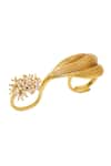 Buy_Aulerth X JJ Valaya_Gold Plated Engineered Stones Opaline Double Motif Ring _at_Aza_Fashions