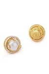 Shop_Aulerth X JJ Valaya_Gold Plated Engineered Stones Opaline Studs _at_Aza_Fashions