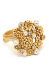 Buy_Aulerth X JJ Valaya_Gold Plated Engineered Stones Floral Bloom Ring _at_Aza_Fashions