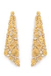 Buy_Aulerth X JJ Valaya_Gold Plated Engineered Stones Floral Cutwork Asymmetric Earrings _at_Aza_Fashions