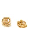 Shop_Aulerth X JJ Valaya_Gold Plated Engineered Stones Odeta Iconic Embellished Stud Earrings _at_Aza_Fashions