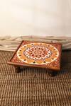 Bambaise_Yellow Teak Wood Mandala Sunshine Floral Pattern Pooja Bajot_Online_at_Aza_Fashions
