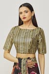 Samyukta Singhania_Black Net Embroidered Sequin Boat Work Blouse _Online_at_Aza_Fashions