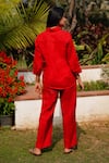 Linen Bloom_Red 100% Linen Plain Pencil Pant _Online_at_Aza_Fashions