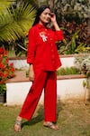 Shop_Linen Bloom_Red 100% Linen Plain Pencil Pant _Online_at_Aza_Fashions